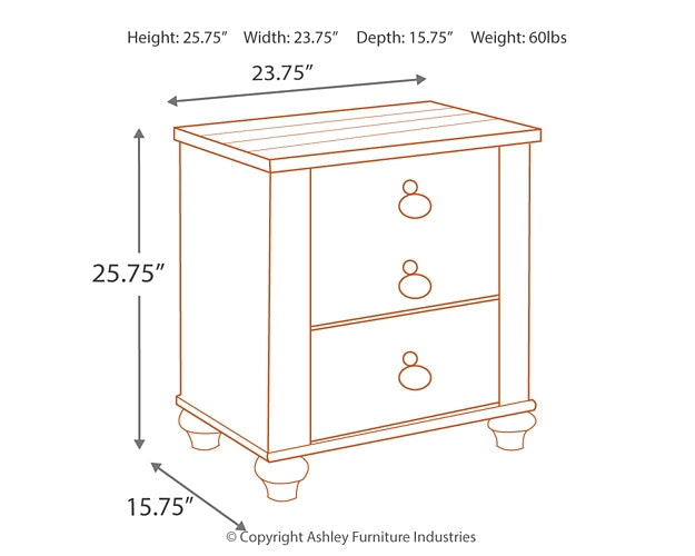 Ashley Express - Willowton Two Drawer Night Stand Quick Ship Furniture home furniture, home decor