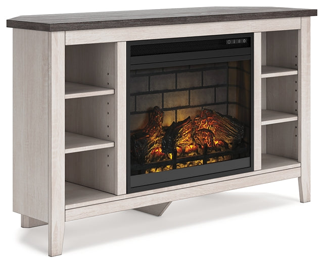 Ashley Express - Dorrinson Corner TV Stand with Electric Fireplace Quick Ship Furniture home furniture, home decor