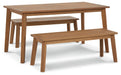 Ashley Express - Janiyah Outdoor Dining Table and 2 Benches Quick Ship Furniture home furniture, home decor